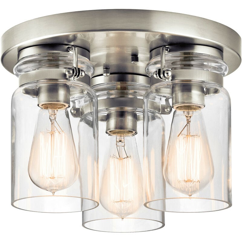 

Brinley - Lámpara de techo empotrada de 3 luces, níquel cepillado, E27 - Elstead