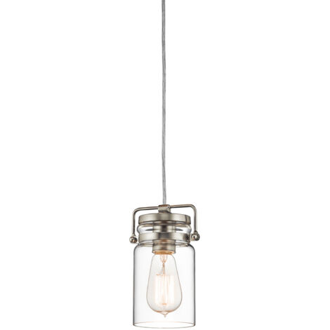 Elstead Brinley - Mini sospensione a soffitto a 1 luce nichel spazzolato, E27