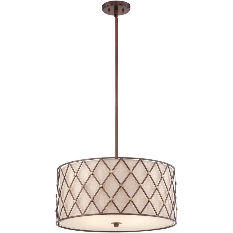 Brown Lattice - Pendente a soffitto grande a 4 luci reticolo marrone rame, attacco E27 - Elstead