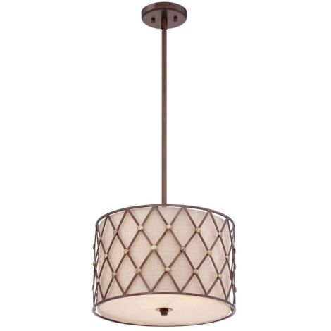 Elstead Brown Lattice - Sospensione a soffitto medio a 3 luci reticolo marrone rame, attacco E27