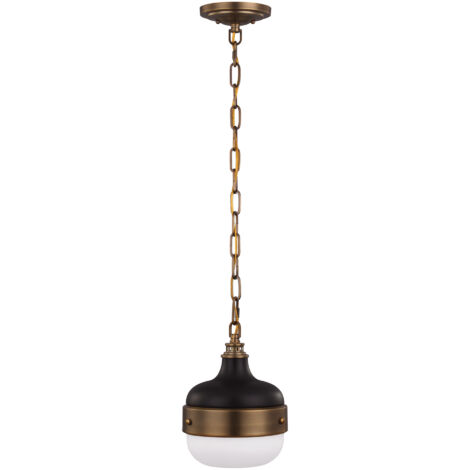 Elstead Cadence - 1 Light Dome Decke Mini Anhänger Antik Messing, Schwarz, E27