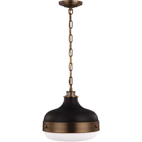 Elstead Cadence - 2 Light Dome Deckenanhänger Antik Messing, Schwarz, E27