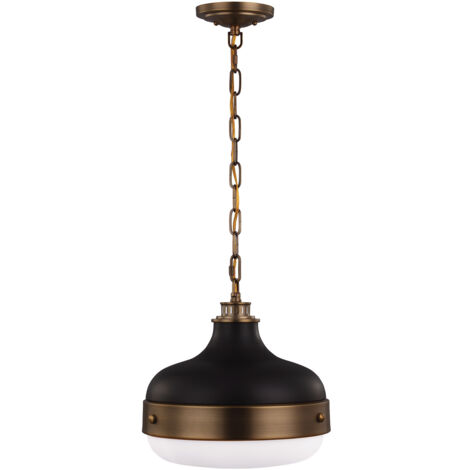 Elstead Cadence - Lampadario a 2 luci a soffitto in ottone antico, nero, attacco E27