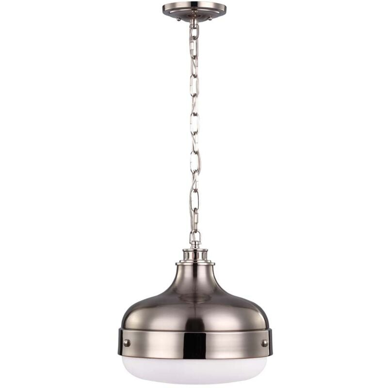 Lampada a sospensione plafoniera lampada a sospensione acciaio vetro d 33cm acciaio nichel spazzolato