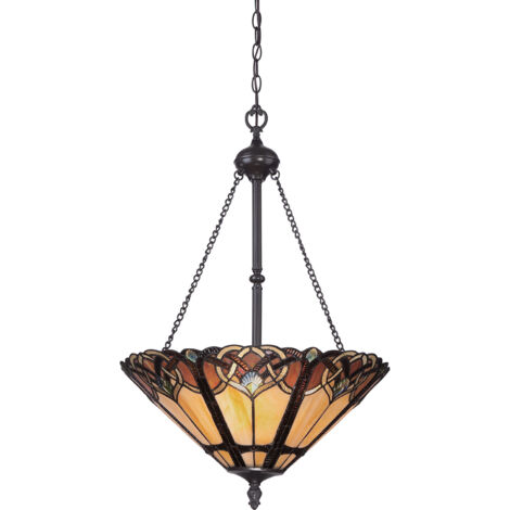 Elstead Cambridge - Lampada da soffitto Tiffany a 3 luci, finitura bronzo, attacco E27