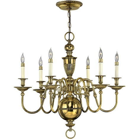 Elstead Cambridge - Lampadario a 6 luci con finitura in ottone lucido, attacco E14