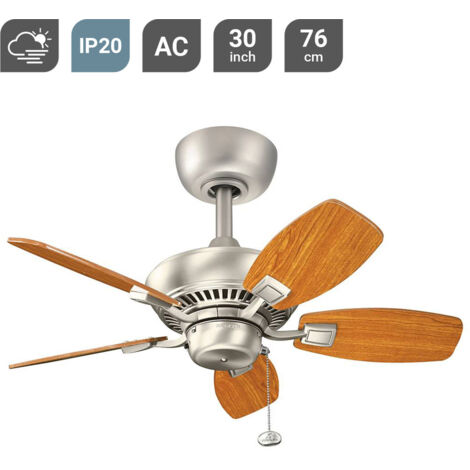 Elstead Canfield Ventilateur de plafond à chaîne de traction de 76 cm, nickel brossé