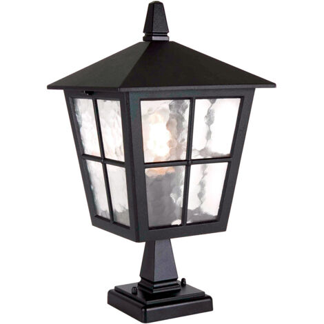 Elstead Canterbury - Lanterne sur piédestal d'extérieur à 1 ampoule noire IP43, E27