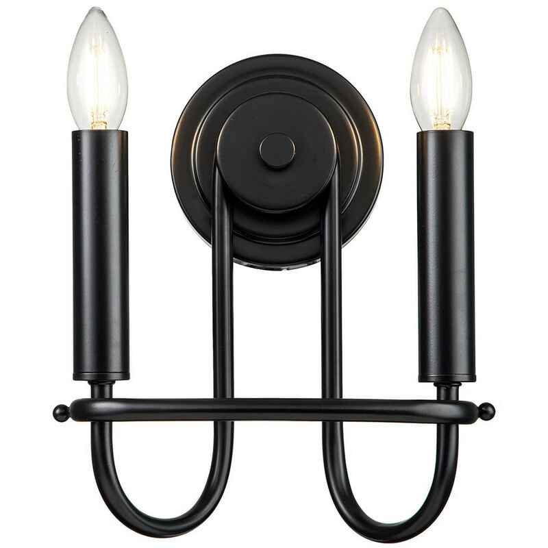 Capitol Hill 2 Light Candle Wall Lamp, Black - Elstead
