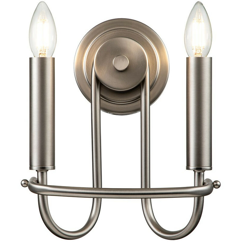 Elstead - Capitol Hill 2 Light Candle Wall Lamp, Brushed Nickel