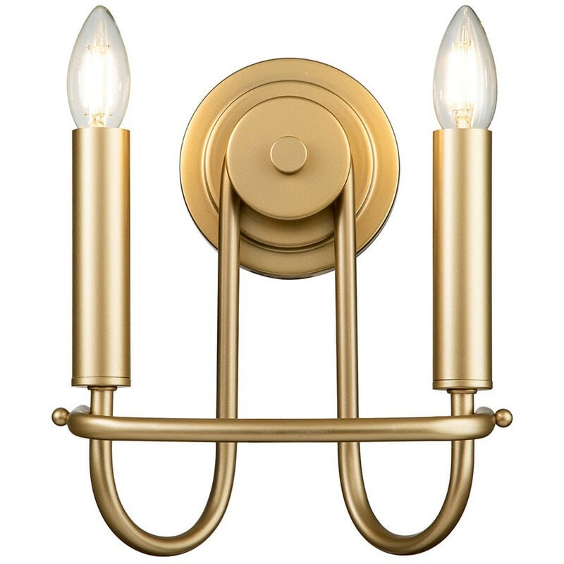 Capitol Hill 2 Light Candle Wall Lamp, Painted Natural Brass - Elstead