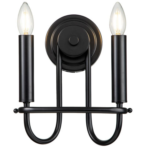 Elstead Capitol Hill Lampada da parete a 2 luci a candela, nera