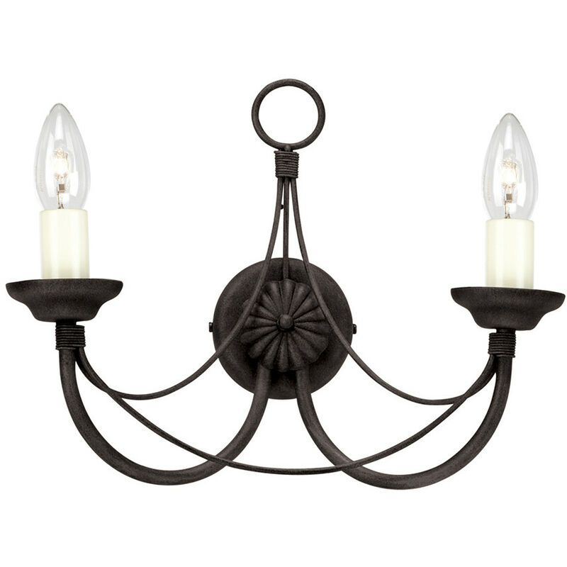 Elstead Lighting - Elstead Carisbrooke - 2 Light Indoor Wall Light Black - Glass Shade Not Included, E14