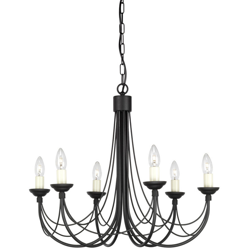 Elstead - Kronleuchter Hängelampe Deckenleuchte Stahl Schwarz D 61 Cm Esszimmerleuchte
