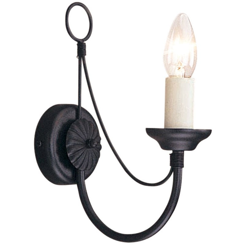 Carisbrooke - Lampada da parete a candela da interni 1 luce nera, E14 - Elstead