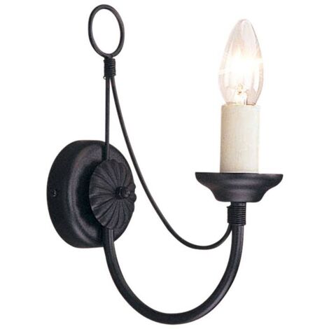 Elstead Carisbrooke - Lampada da parete a candela da interni 1 luce nera, E14