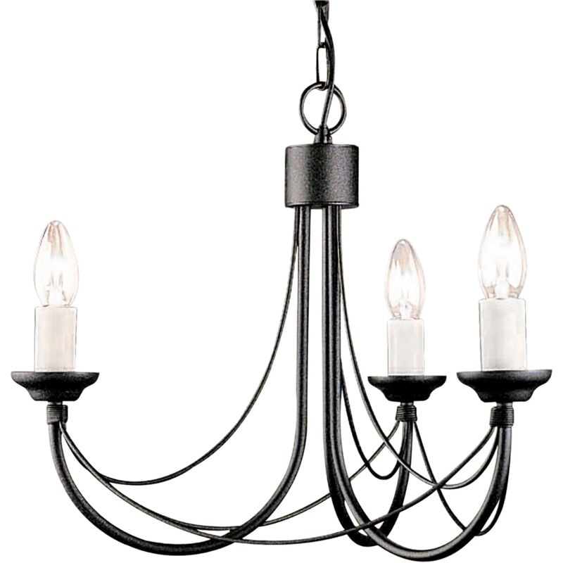 Elstead - Lampadario Classico Carisbrooke Acciaio Nero 3 Luci E14