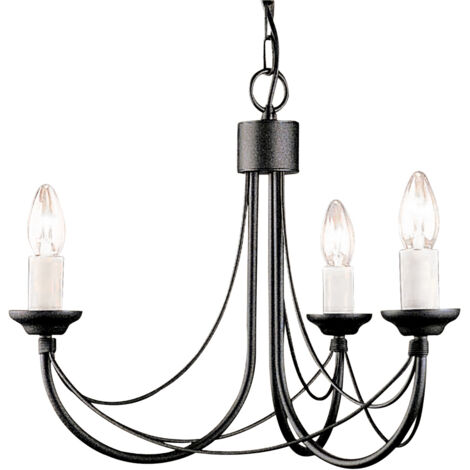 Elstead Carisbrooke - Lampadario 3 Luci Finitura Nera, E14