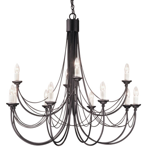 Elstead Carisbrooke - Lampadario a 12 candele nero