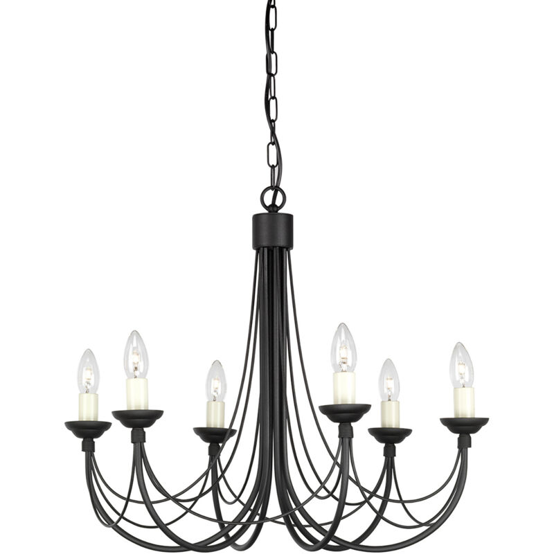 Lampadario Classico Carisbrooke Acciaio Nero 6 Luci E14