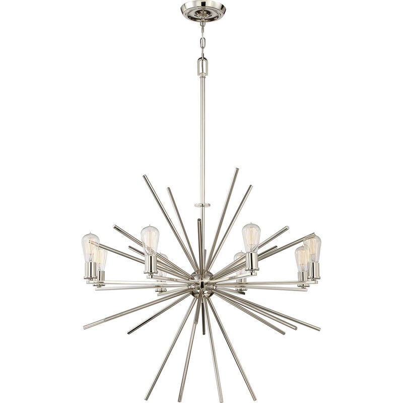 Elstead Carnegie - 8 Light Chandelier Silver Finish, E27