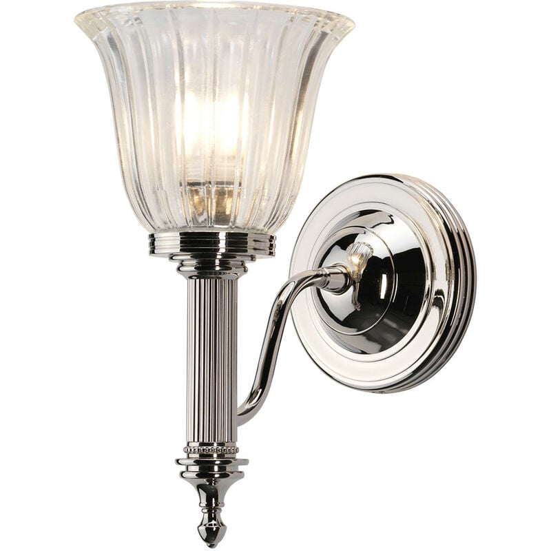 Carroll - 1 Light Bathroom Wall Light Polished Nickel IP44, G9 - Elstead