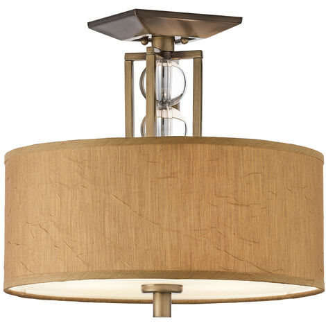 Elstead Celestial - 3 Light Semi Flush Ceiling Light Bronze, Beige, E27