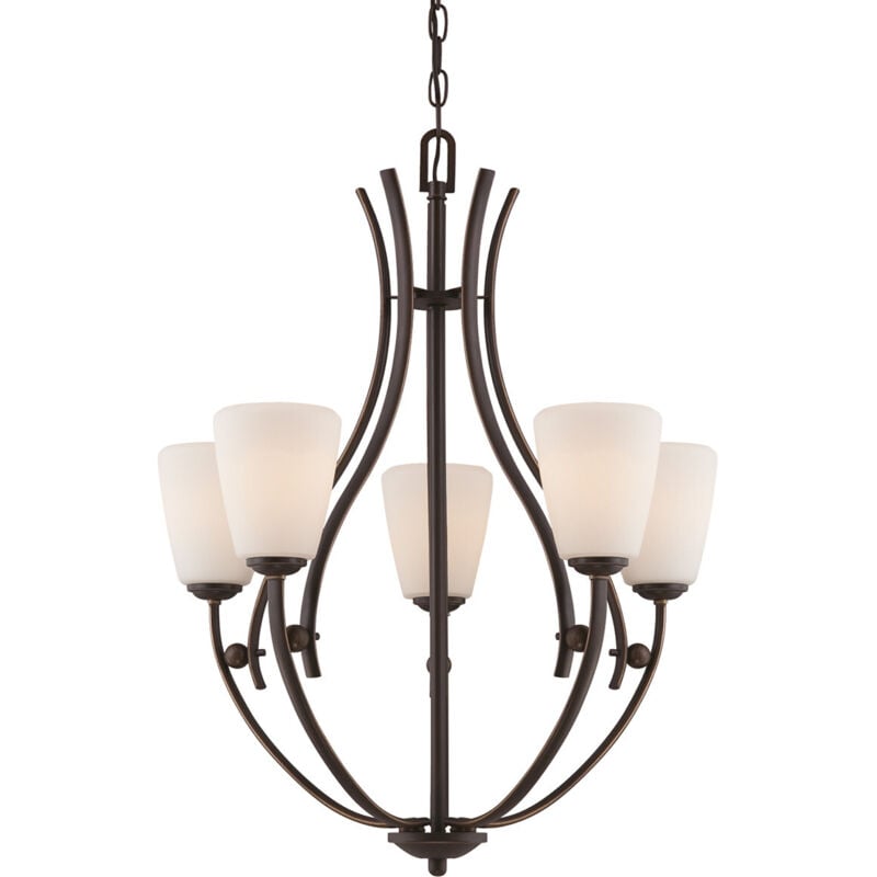Chantilly - Lampadario a 5 luci multibraccio finitura bronzo palladiano, attacco E27 - Elstead