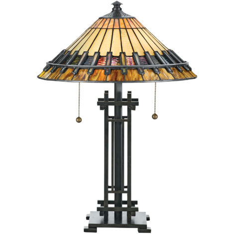 Elstead Chastain - Lampe de bureau Tiffany à 2 lumières, bronze vintage, E27