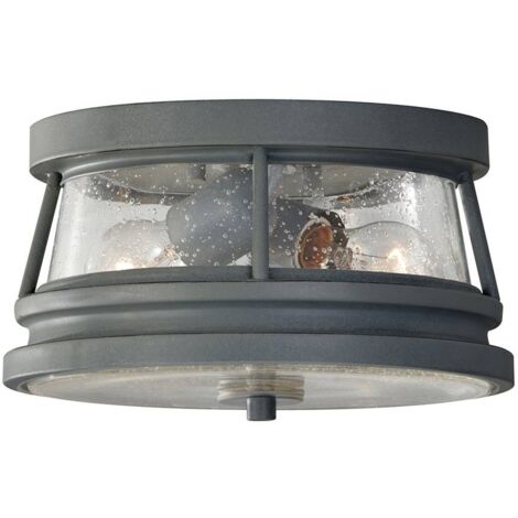 Elstead Chelsea Harbor - Plafonnier encastré extérieur à 2 ampoules Storm Cloud IP44, E27