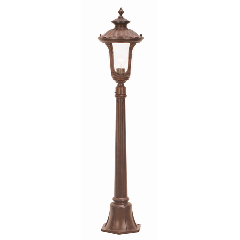 Chicago 1 Ljus Liten Utomhusstolpslykta Rostig bronspatina IP44, E27 - Elstead