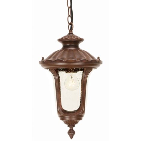 Elstead Chicago - 1 Lanterna Piccola Luce a Catena per Soffitto da Esterno Patina Bronzo Arrugginita IP44, E27