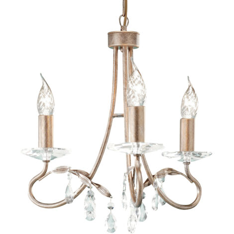 Elstead Christina - Lampadario 3 Luci Argento, Finitura Oro, E14