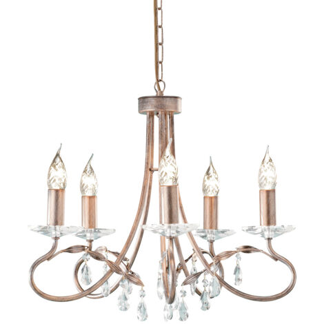 Elstead Christina - Lustre à 5 ampoules argenté, finition dorée, E14