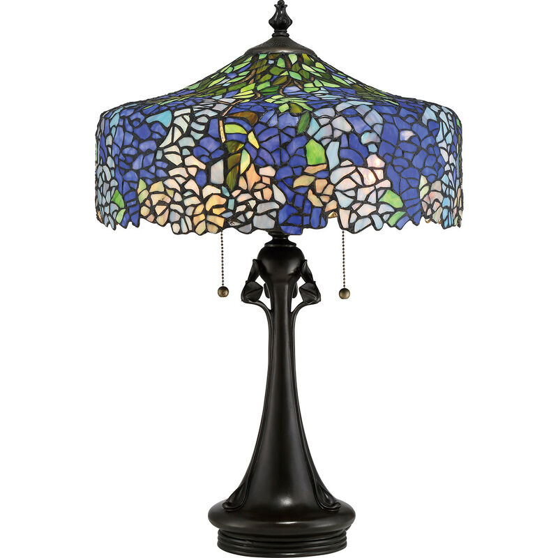 Image of Cobalt - Lampada da tavolo Tiffany a 1 luce - Finitura bronzo, E27 - Elstead