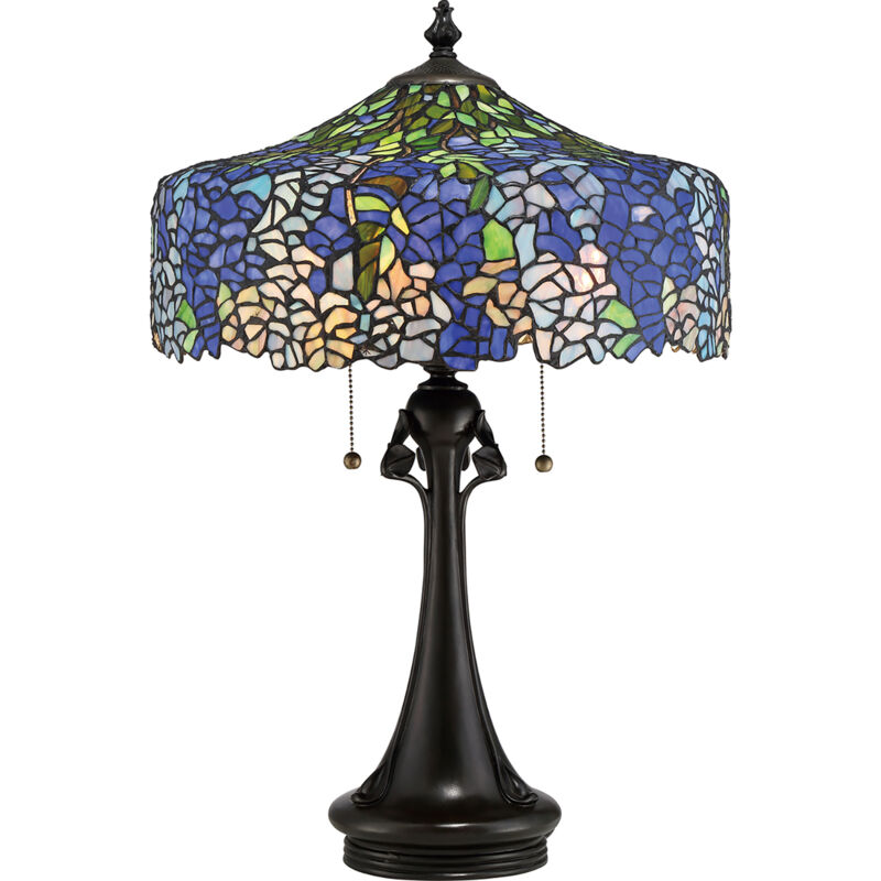 Lampada Da Scrivania Tiffany Coba Light Acciaio Bronzo Vintage 3 Luci E27