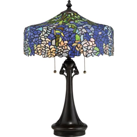 Elstead Cobalt - Lampe de table à 1 lumière Tiffany - Fini bronze, E27