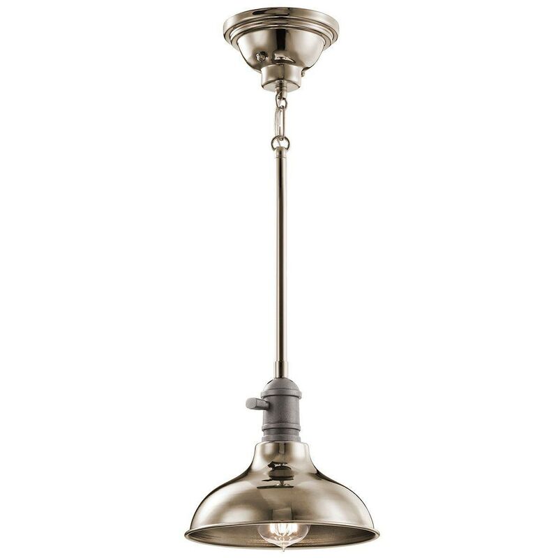 Elstead Cobson - 1 Light Mini Dome Ceiling Pendant Light Polished Nickel, E27