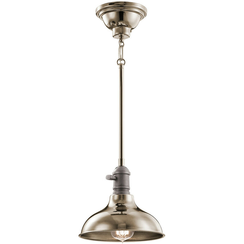 Elstead Cobson - 1 Light Mini Dome Ceiling Pendant Light Polished Nickel, E27