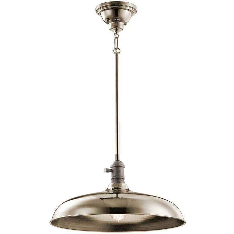 Elstead Cobson - 1 Light Semi Flush Dome Ceiling Pendant Light Polished Nickel, E27