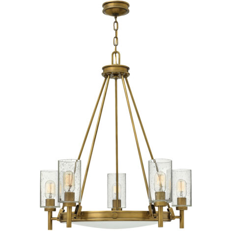 Elstead Collier - Lampadario a 5 luci multibraccio finitura ottone, attacco E27