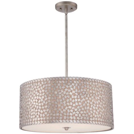 Elstead Confetti - Grand luminaire suspendu rond à 4 ampoules au fini argent vieilli, E27