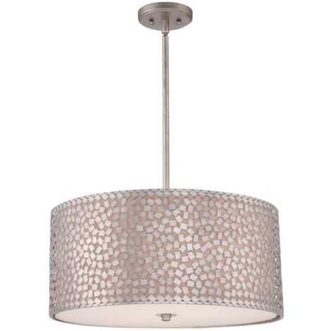 Elstead Confetti - Pendente da soffitto rotondo grande 4 luci argento antico, attacco E27