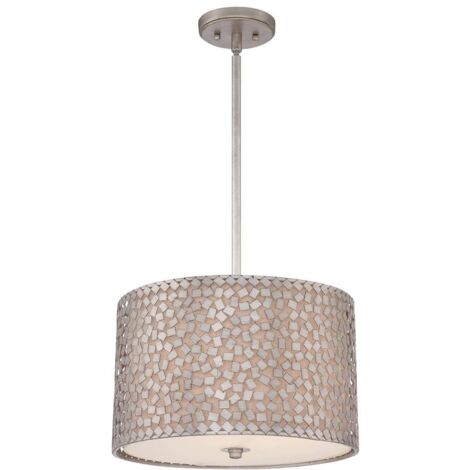Elstead Confetti - Plafonnier rond moyen à 3 ampoules, argent vieilli, E27