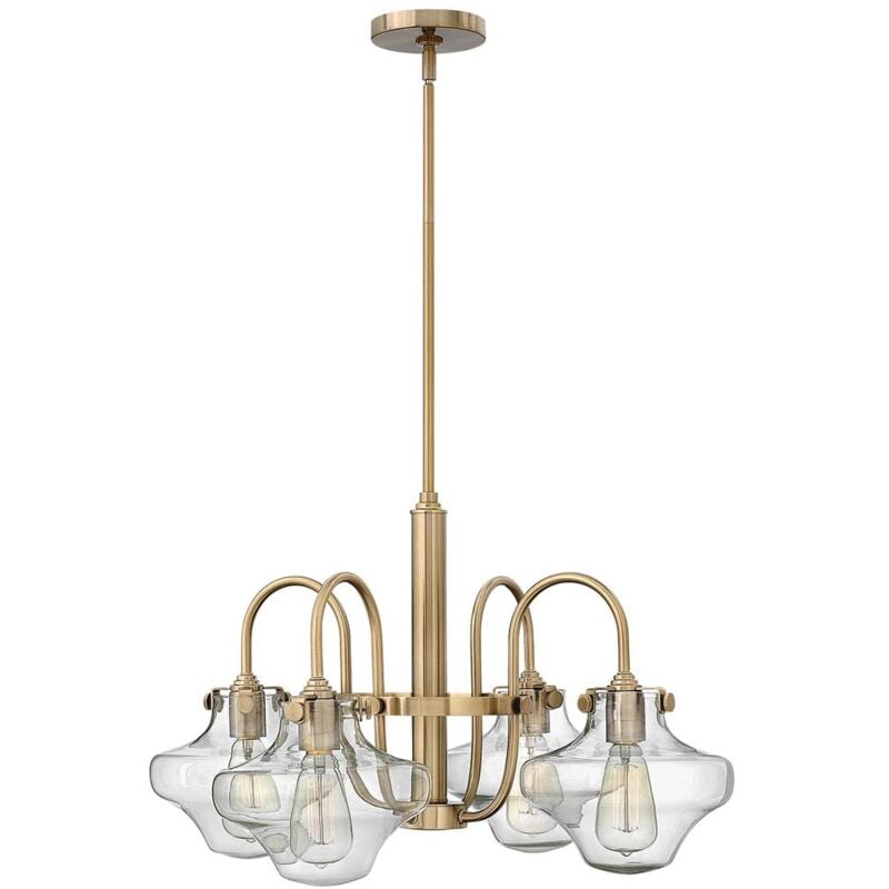 Lampadario Lampada a Sospensione Lampada da Soffitto Acciaio Vetro Caramello Spazzolato d 66,7 cm