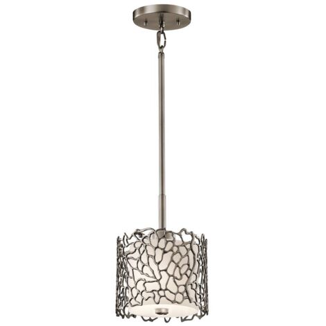 Elstead Coral - 1 Luce Soffitto Mini Pendente Classico Peltro, Corallo Argento, E27