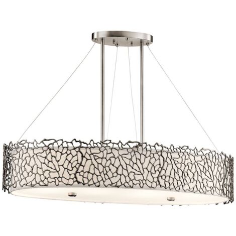 Elstead Coral - 4 Light Oval Ceiling Island Anhänger Bar Zinn, Silberkoralle, E27