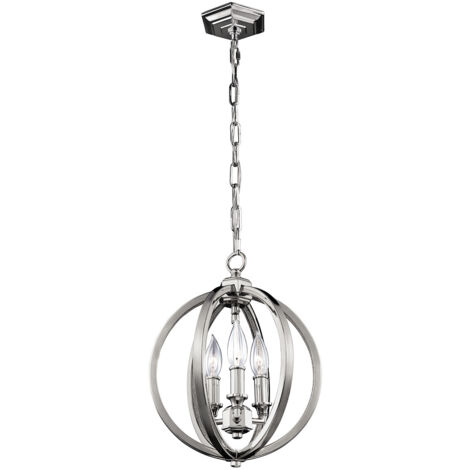 Elstead Corinne - 3 leichte kleine kugelförmige Deckenanhänger aus poliertem Nickel, E14