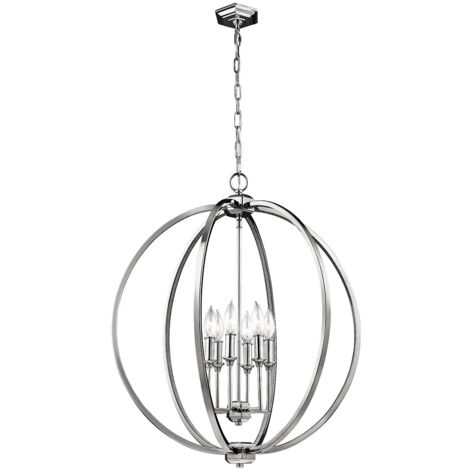 Elstead Corinne - Luminaire suspendu sphérique à 6 ampoules au fini nickel poli, E14