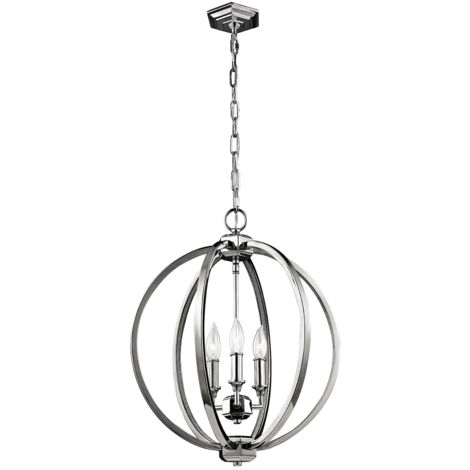 Elstead Corinne - Sospensione a soffitto sferica media a 3 luci nichel lucido, E14